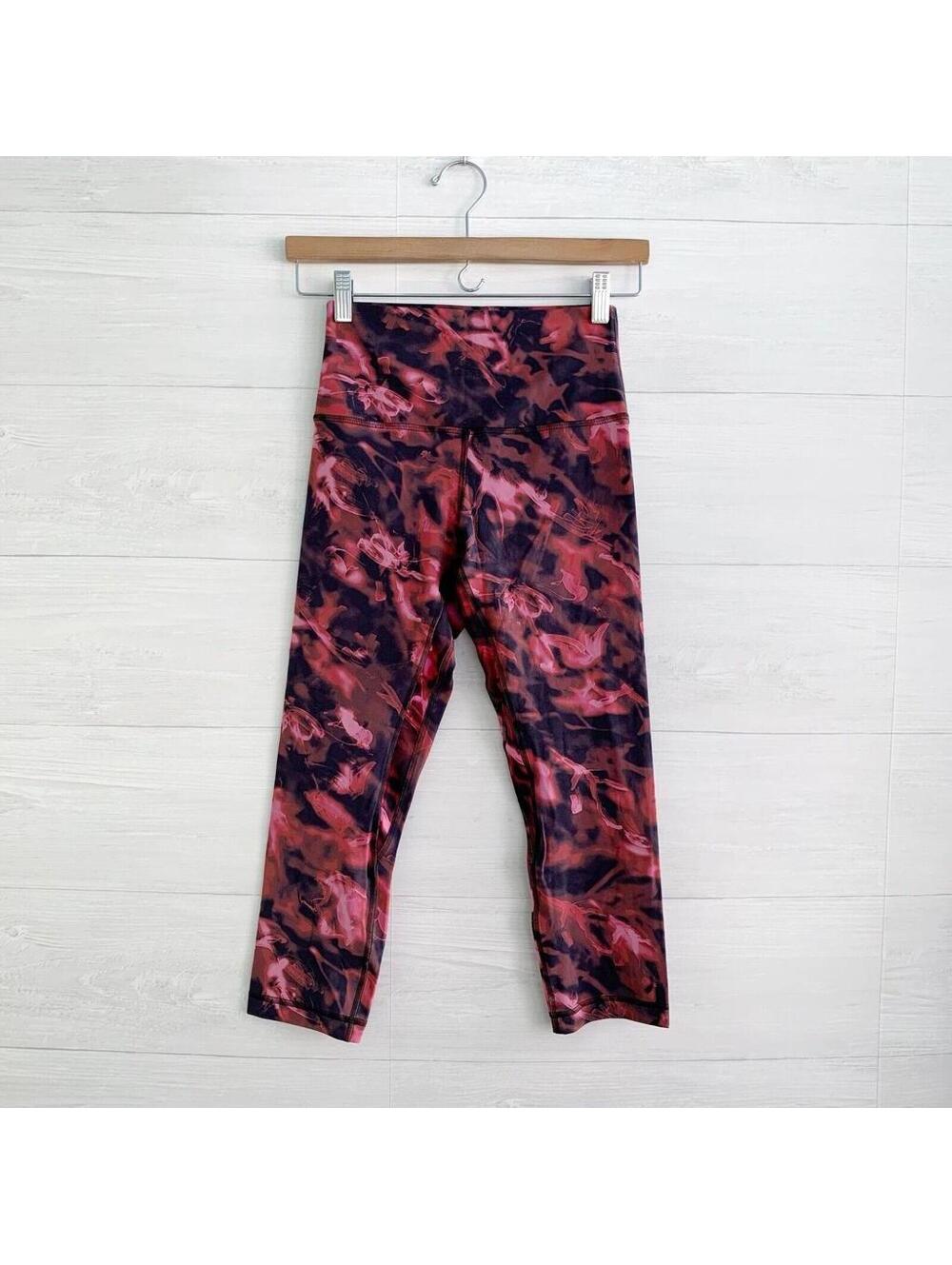 Lululemon Align High Rise Crop 21 Leggings Intensity Pink Blossom Multi 6